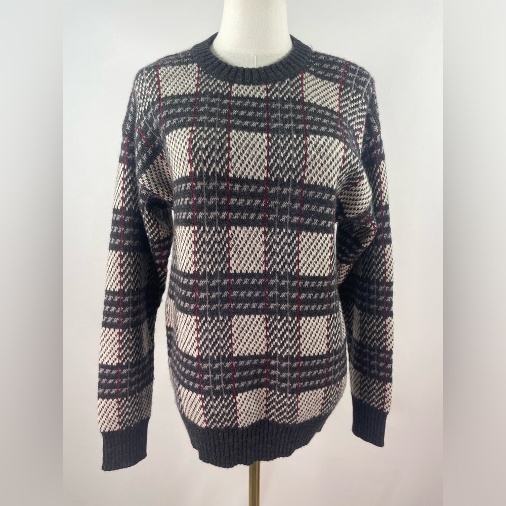 ✨ Rare Vintage 80s/90s BALENCIAGA Paris Wool Plaid Crewneck Sweater Size FR 6✨